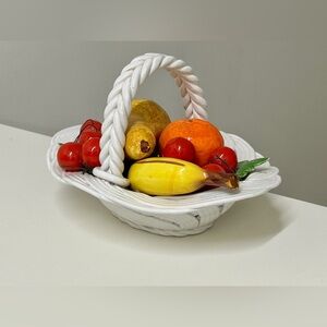 Vintage Discontinued Capodimonte Decorative Porcelain Fruit Basket Centerpiece